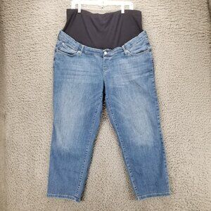 GAP Jeans Womens 34  Blue Maternity Stretch Panel Capri Cropped